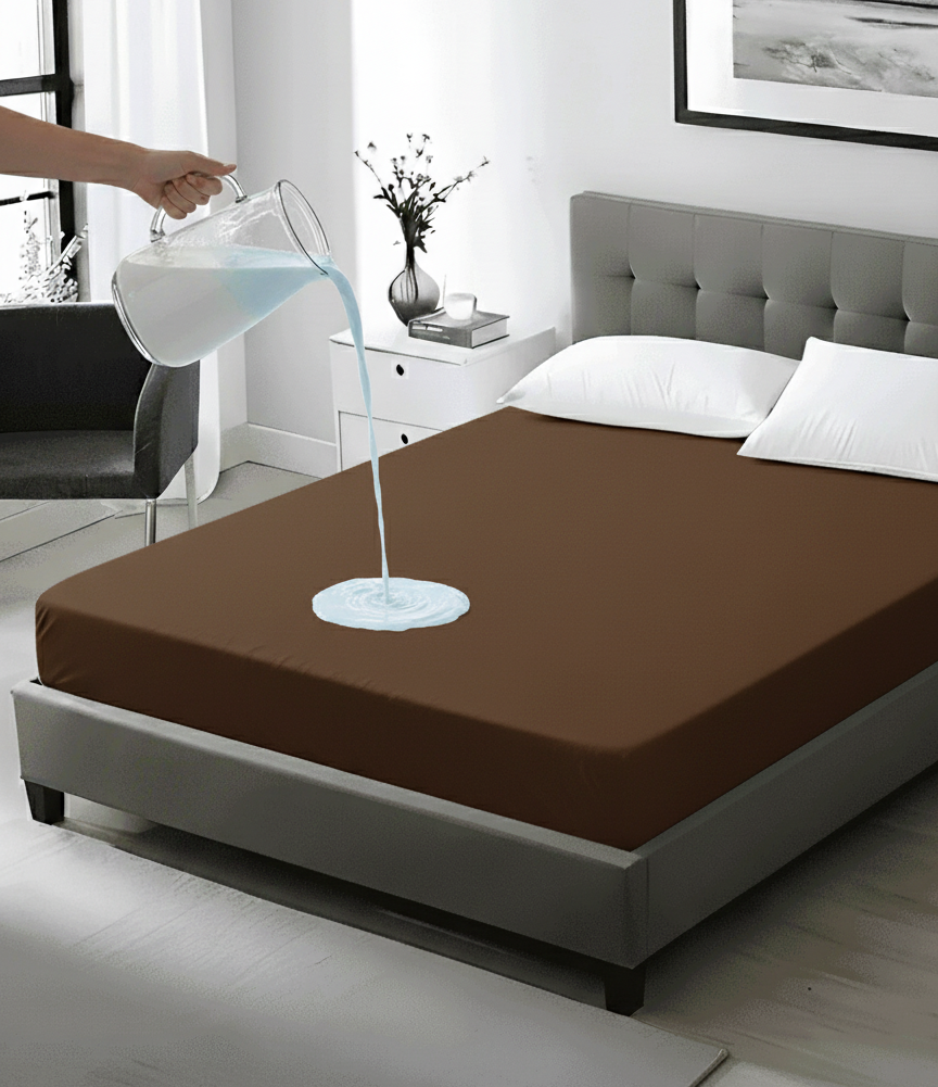 Brown Terry Waterproof Mattress Protector Cover King Size