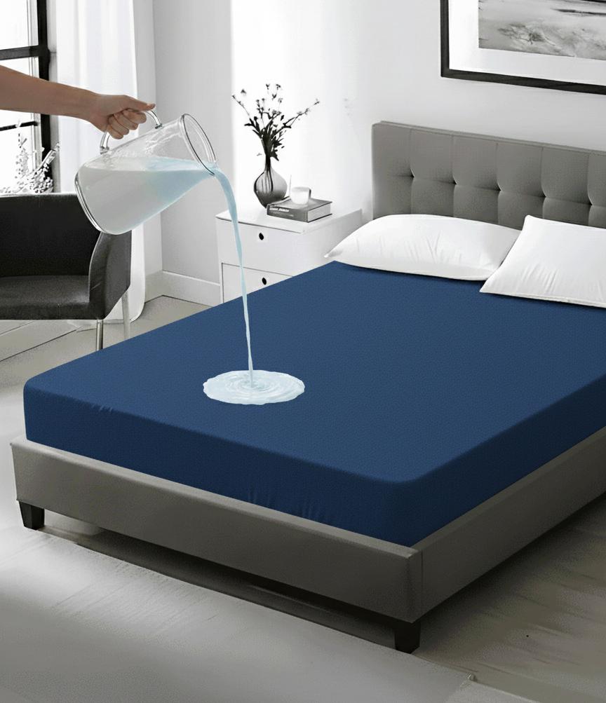 Blue Terry Waterproof Mattress Protector Cover King Size