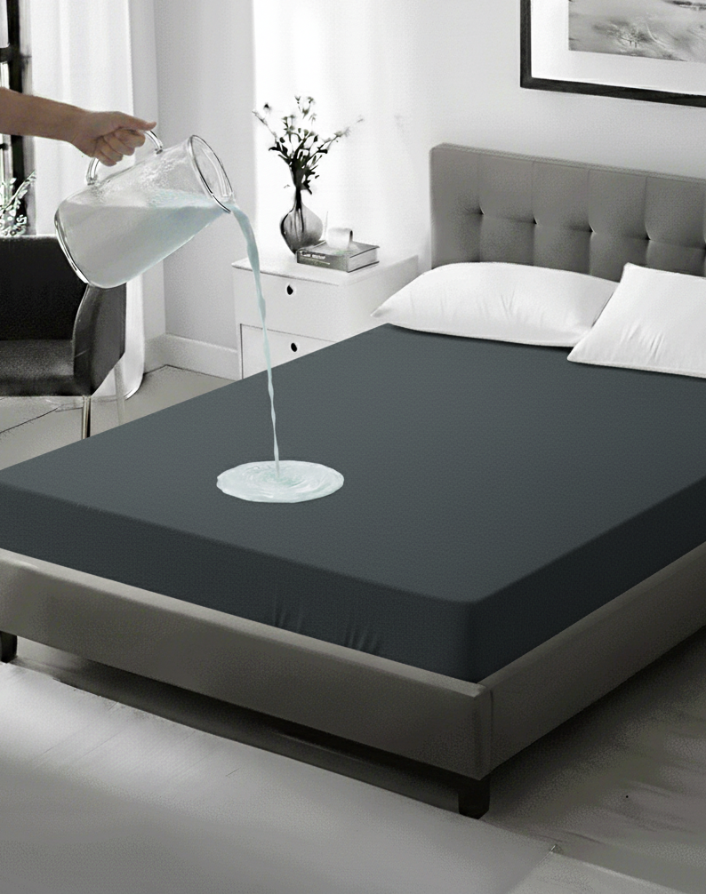 Grey Terry Waterproof Mattress Protector Cover King Size