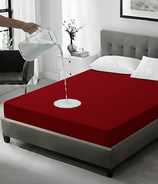 Maroon Terry Waterproof Mattress Protector Cover King Size