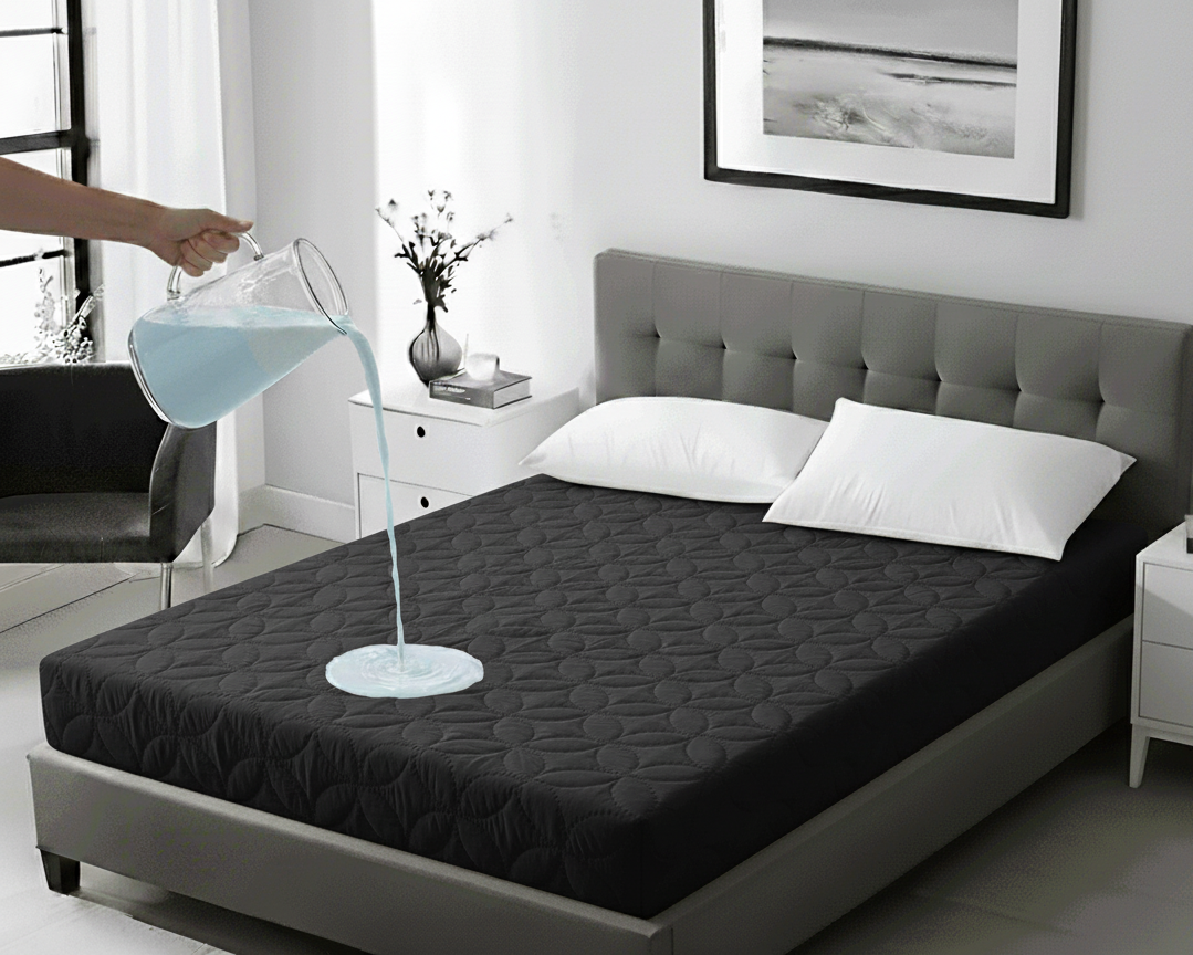 Black Quilted Waterproof Mattress Protector Cover - King Size