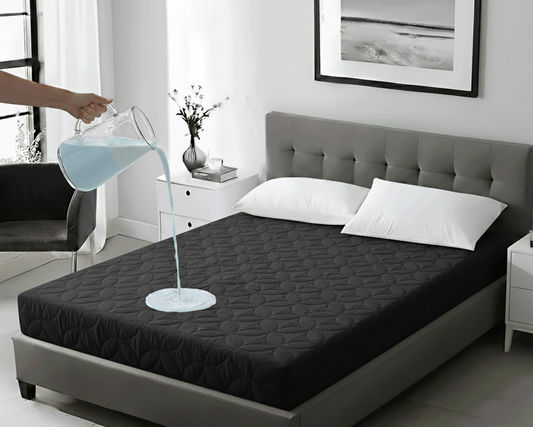 Black Quilted Waterproof Mattress Protector Cover - King Size