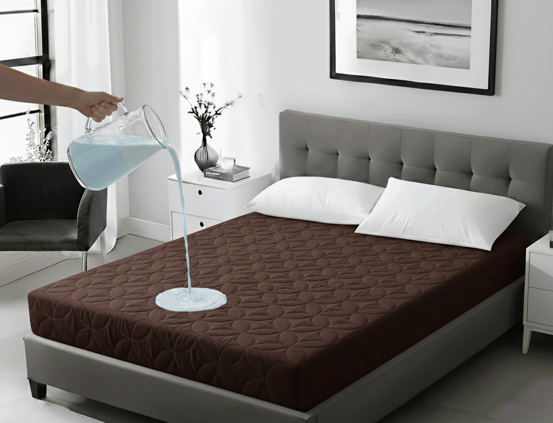 Choco Brown Quilted Waterproof Mattress Protector Cover - King Size