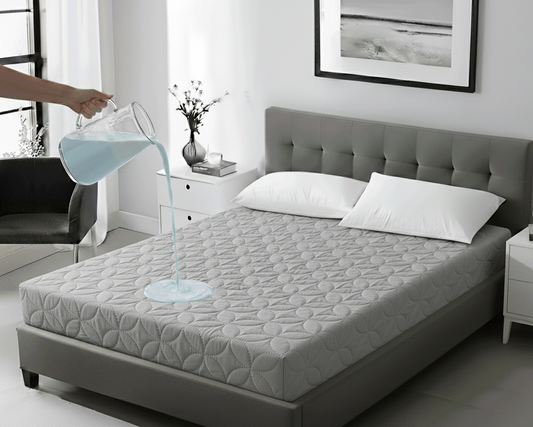 Grey Quilted Waterproof Mattress Protector Cover - King Size