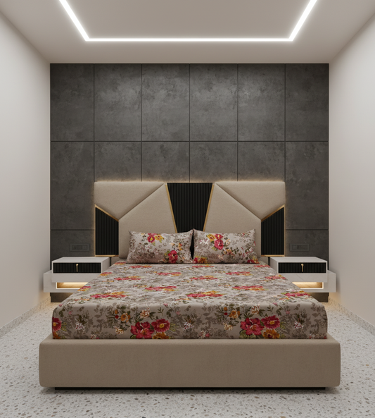 Harvest Bloom - Light Brown Fitted Bedsheet Set