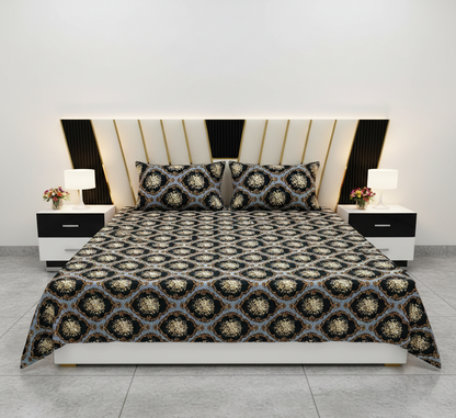 Royal Medallion – Black & Gold Bedsheet Set