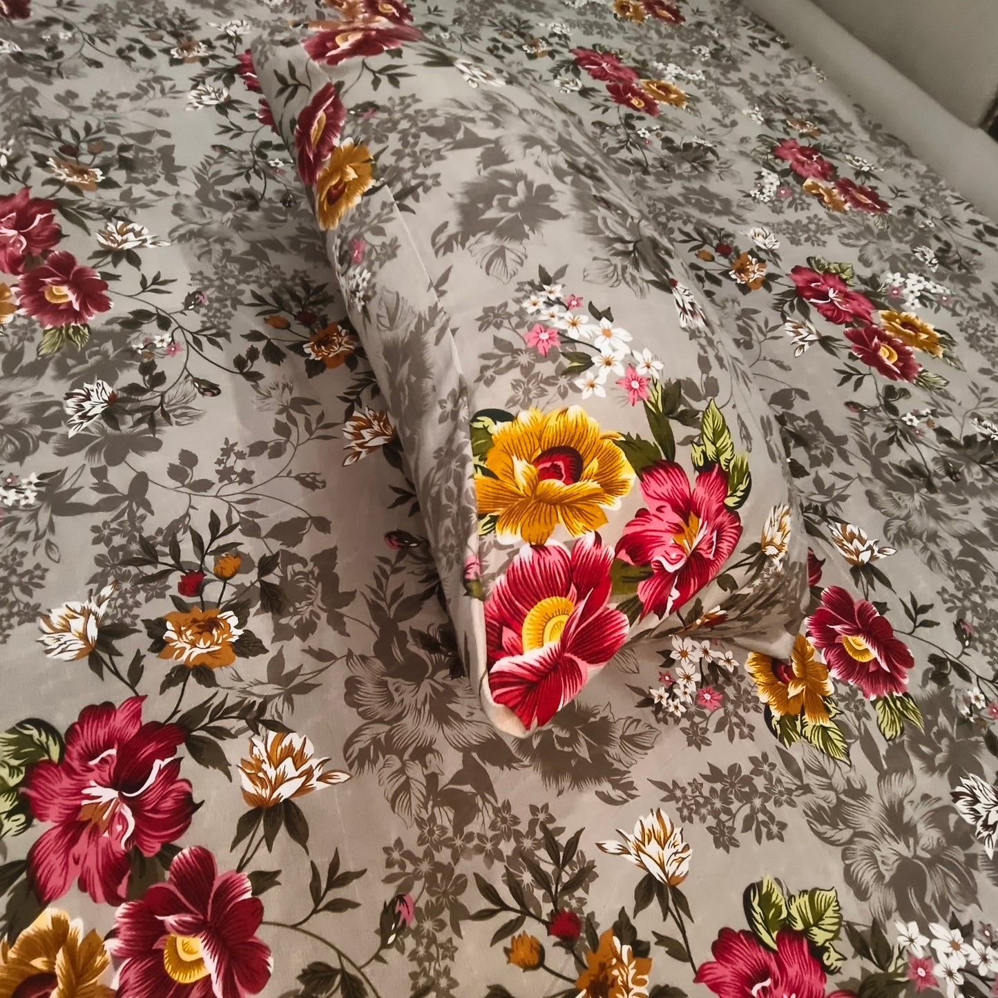 Harvest Bloom - Light Brown Fitted Bedsheet Set