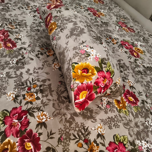 Harvest Bloom - Light Brown Fitted Bedsheet Set