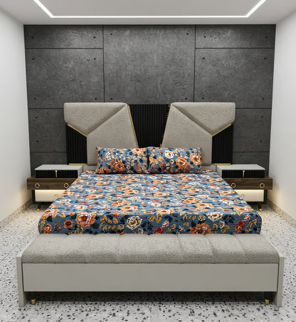 Autumn Bloom – Grey Fitted Bedsheet Set