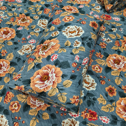 Autumn Bloom – Grey Fitted Bedsheet Set