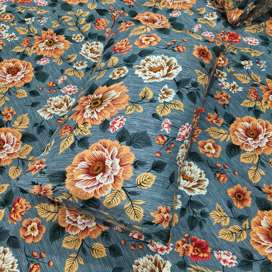 Autumn Bloom – Grey Fitted Bedsheet Set