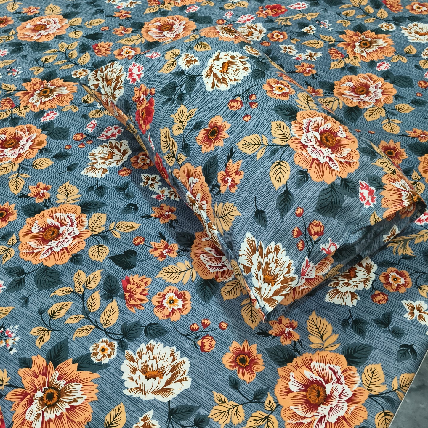 Autumn Bloom – Grey Fitted Bedsheet Set