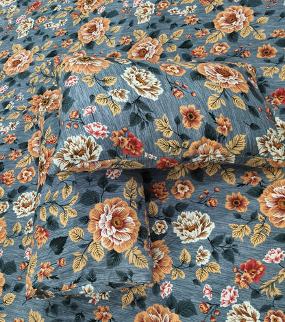 Autumn Bloom – Grey Fitted Bedsheet Set