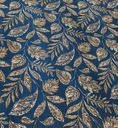 Midnight Leaf – Navy Blue Fitted Bedsheet Set