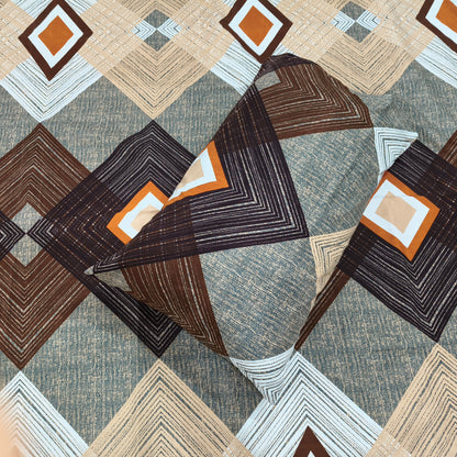 Amberwood Diamond – Brown & Beige Bedsheet Set